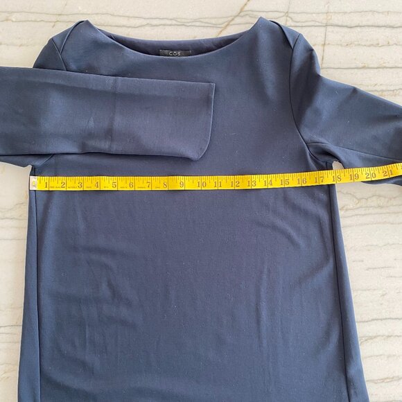 COS Navy blue tunic tulip hem Sz S contemporary classic versatile - Picture 7 of 10